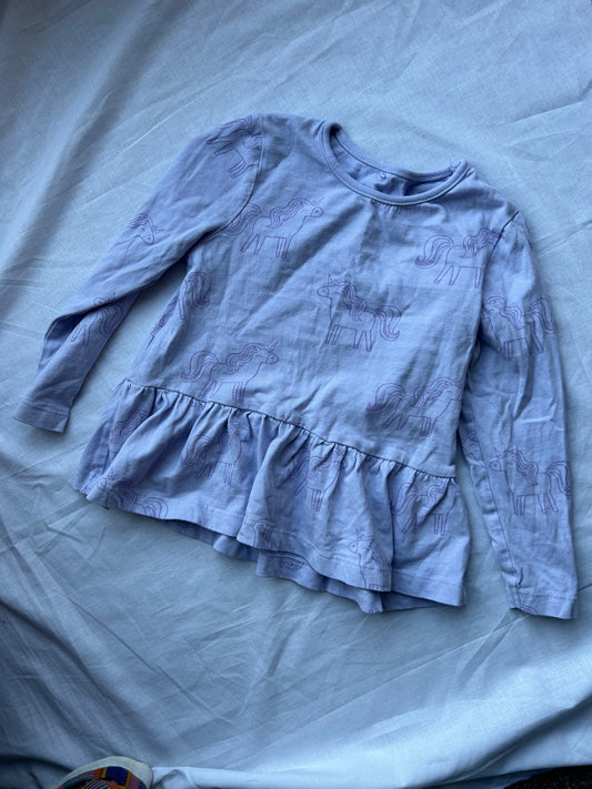 Kids Age 3-4 Unicorn Blue Top