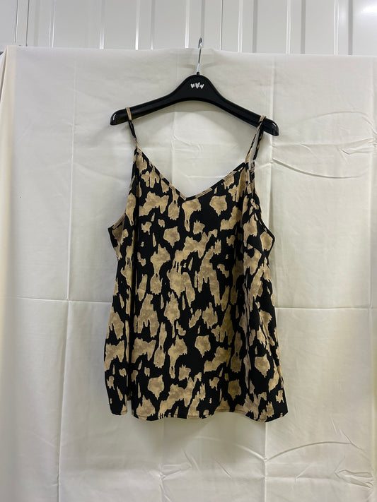 Ladies Size 20 Black and Brown Vest Top