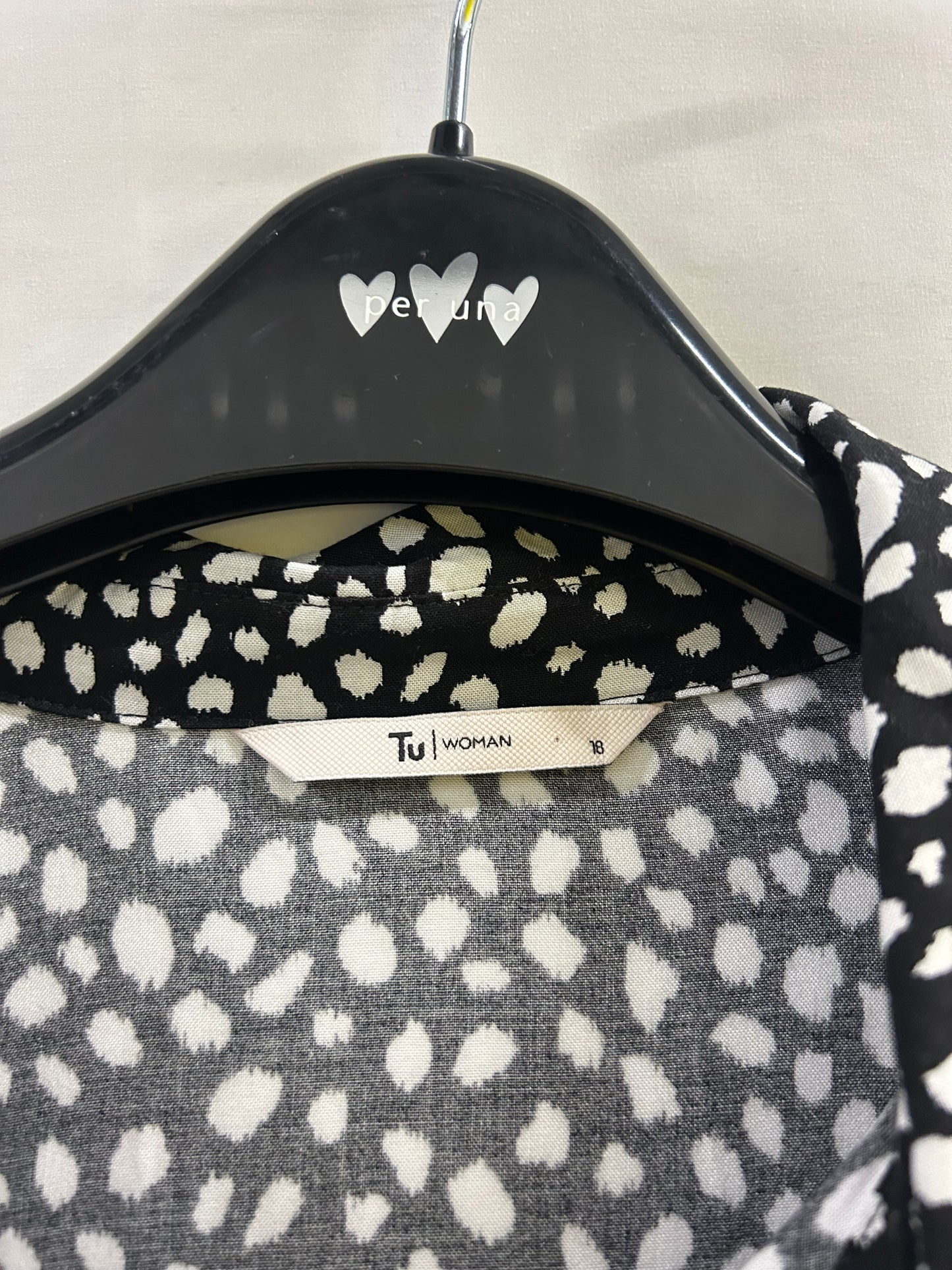 Ladies Size 18 TU Black and White Polka Dot Shirt