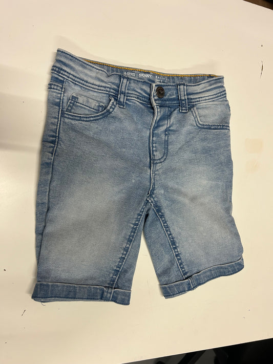Kids Age 4-5 skinny blue denim shorts