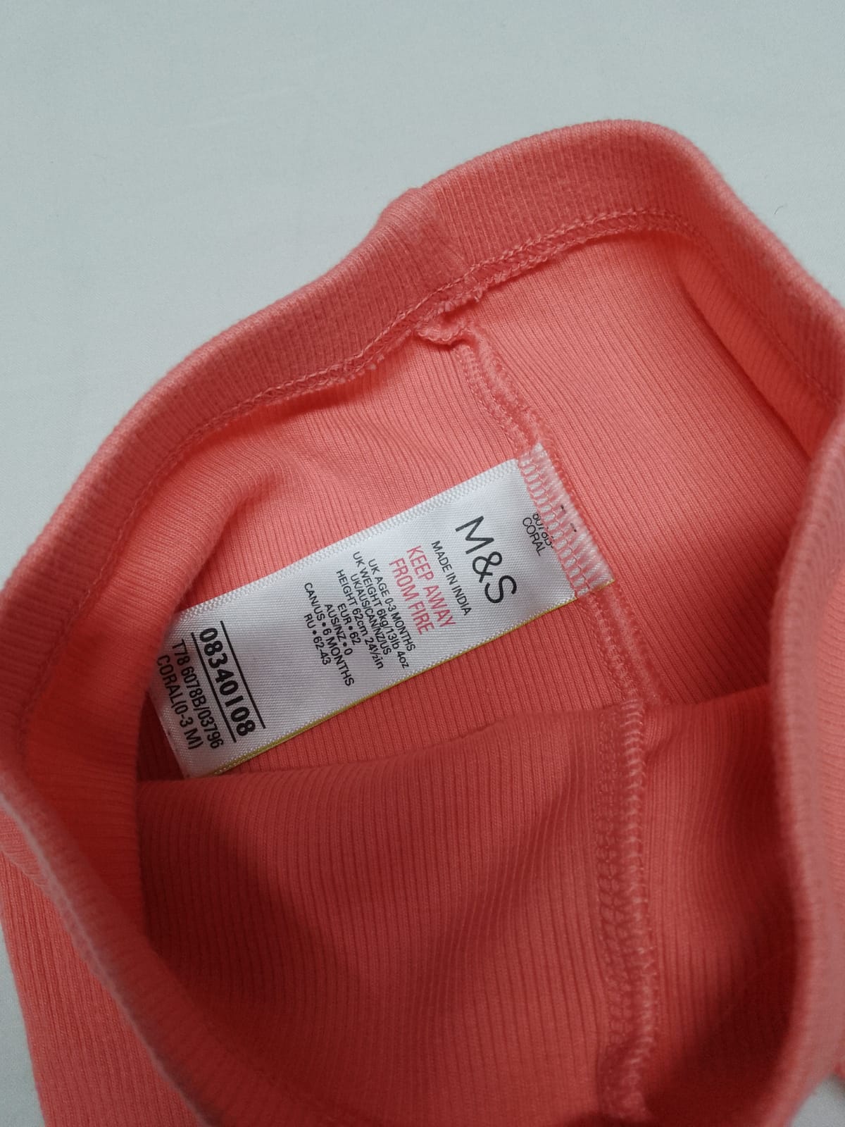 Baby 0-3 months bright coral leggings