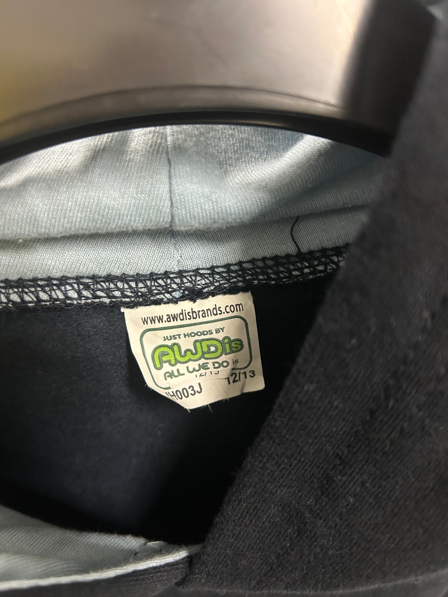 Kids Age 12-13 Blue Hoody Light Blue Hood