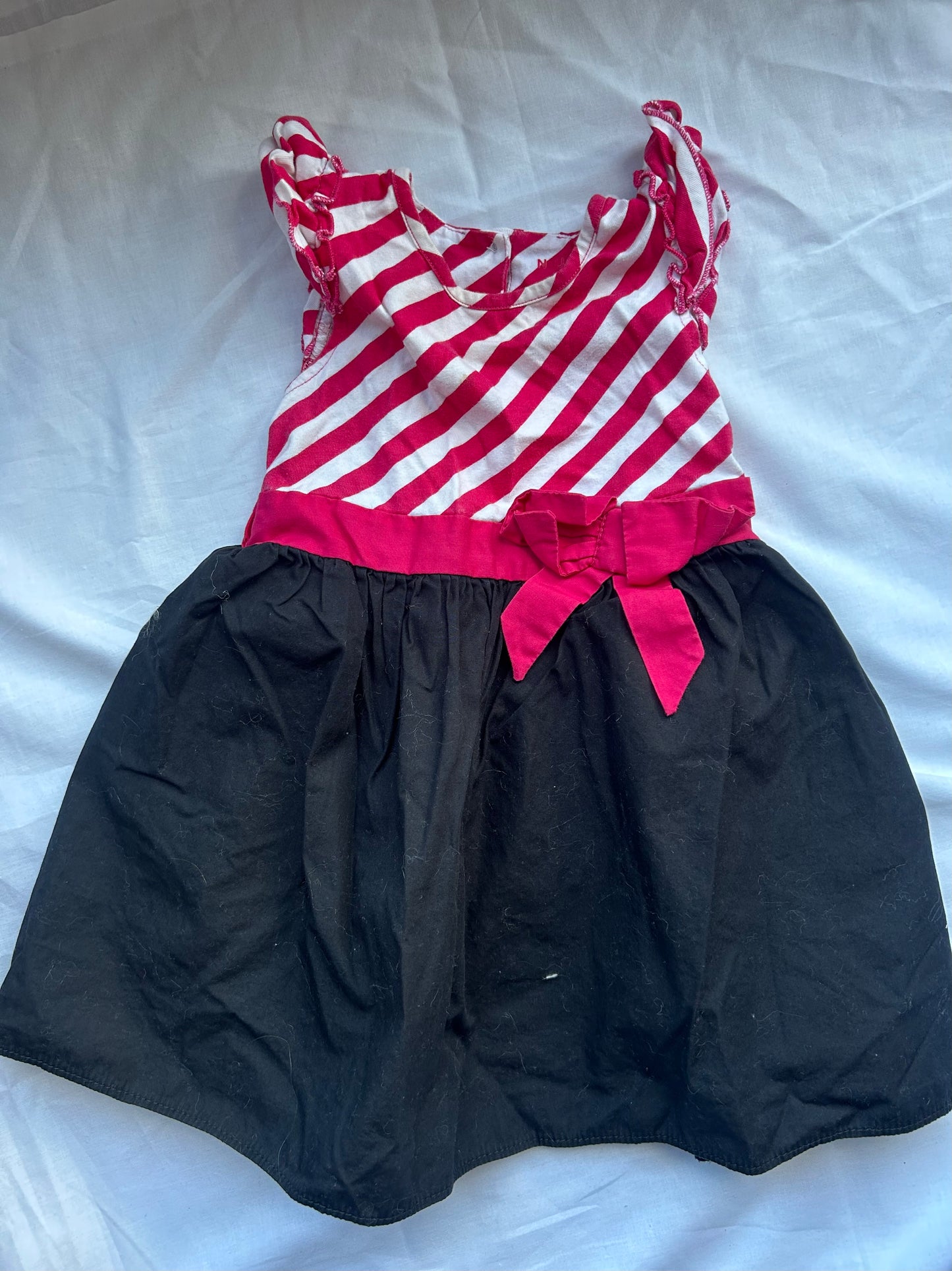 Baby 18-24 Months White and Pink Stripe, with black skirt, Dress