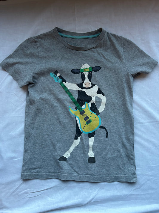 Kids 5-6 Grey Cow Guitar Tshirt
