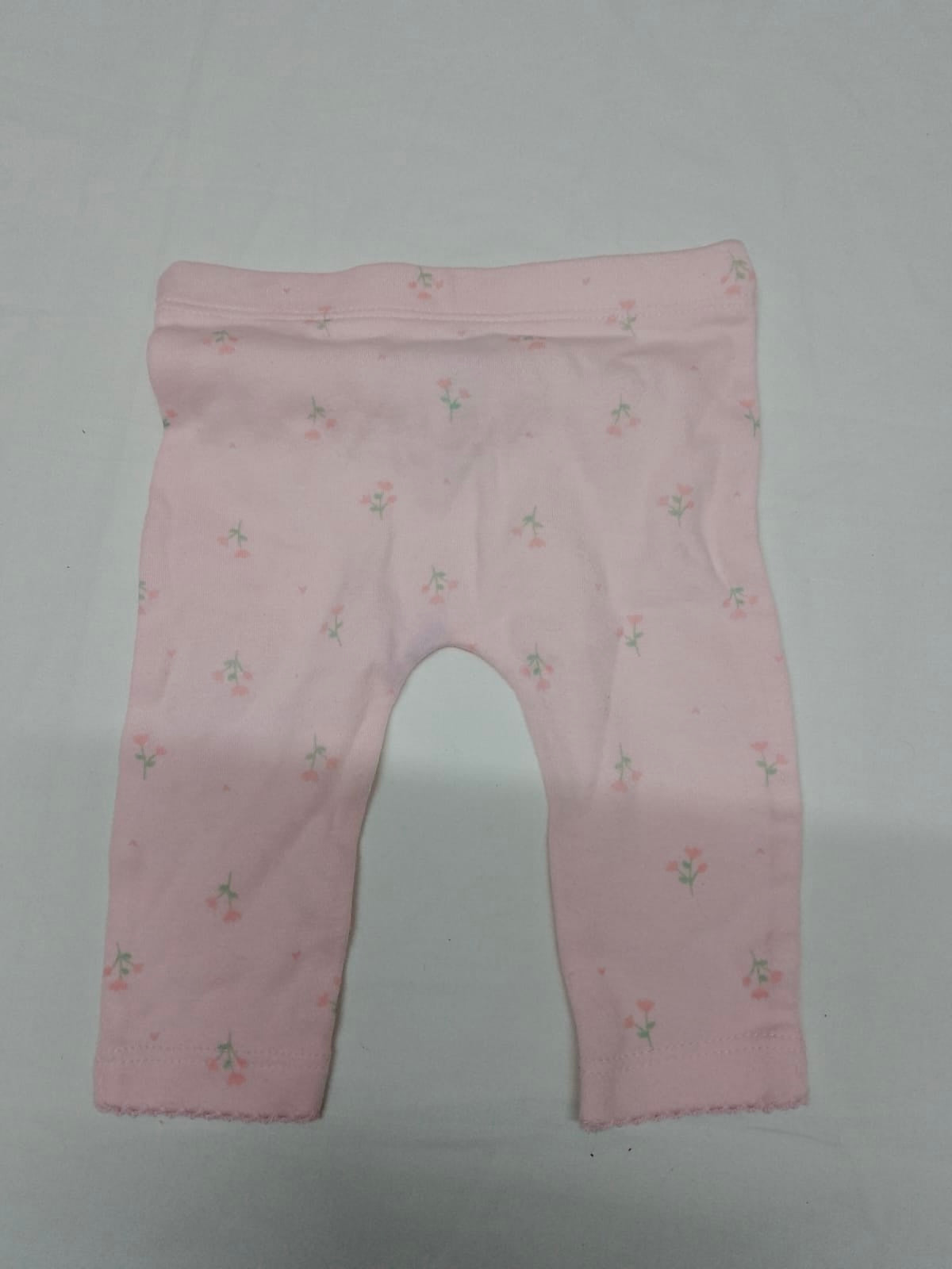 Baby 0 months - newborn - pale pink leggings with roses