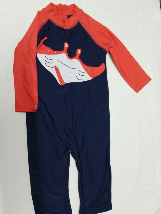 Kids Age 2-3 Swim Suit Stingray Navy and Red