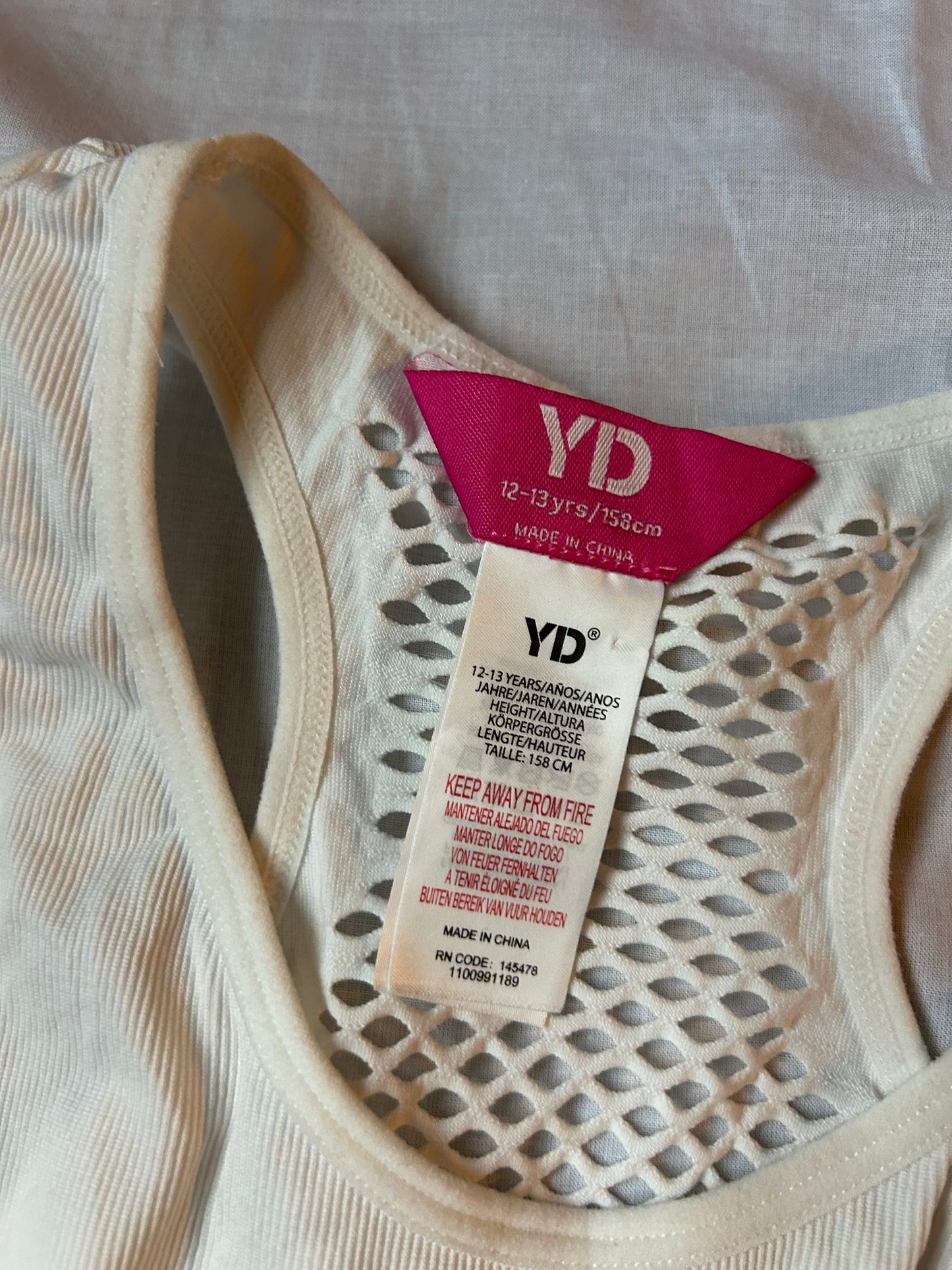 Kids Age 12-13 half White half Pink 'YD' dress