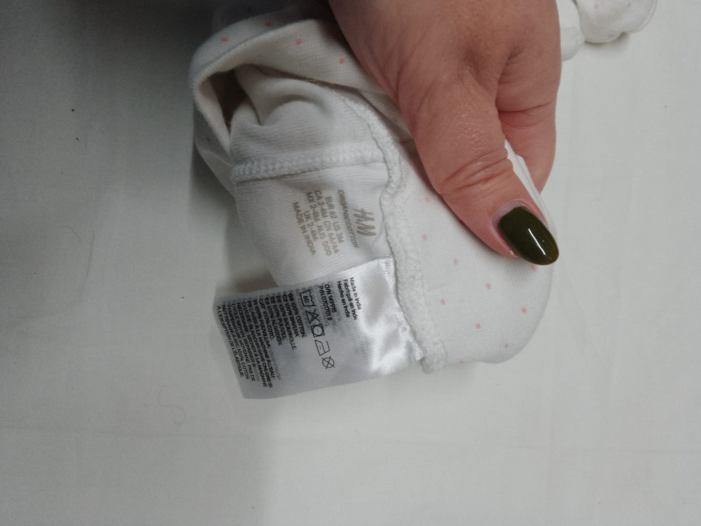 Baby 0-6 months pink dots, white leggings