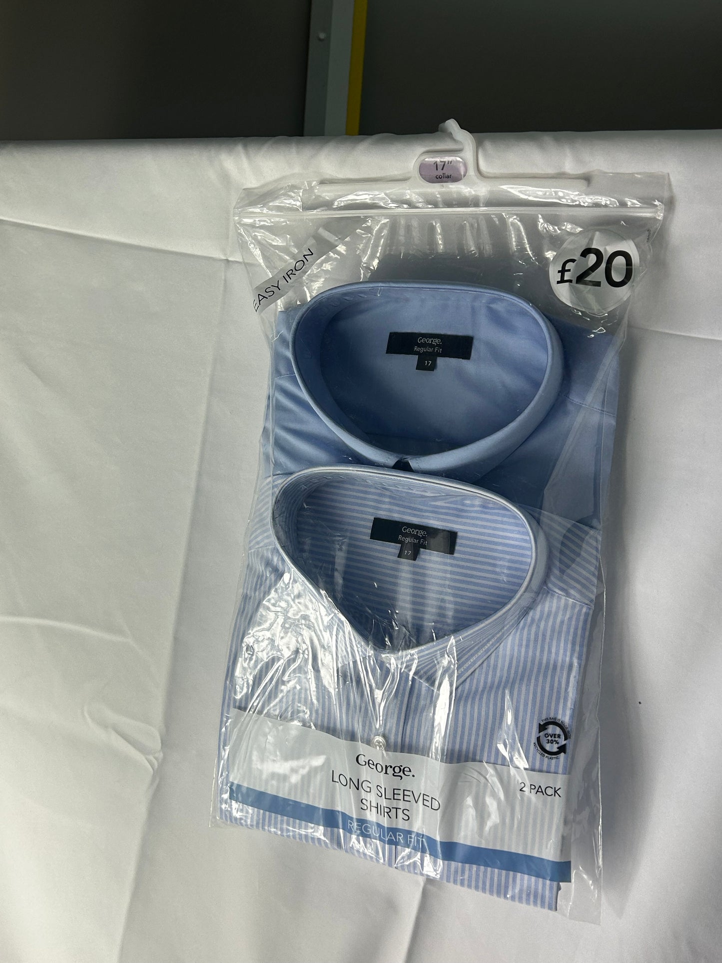 Men’s size 17 inch - long sleeve shirt pack of 2 George@Asda