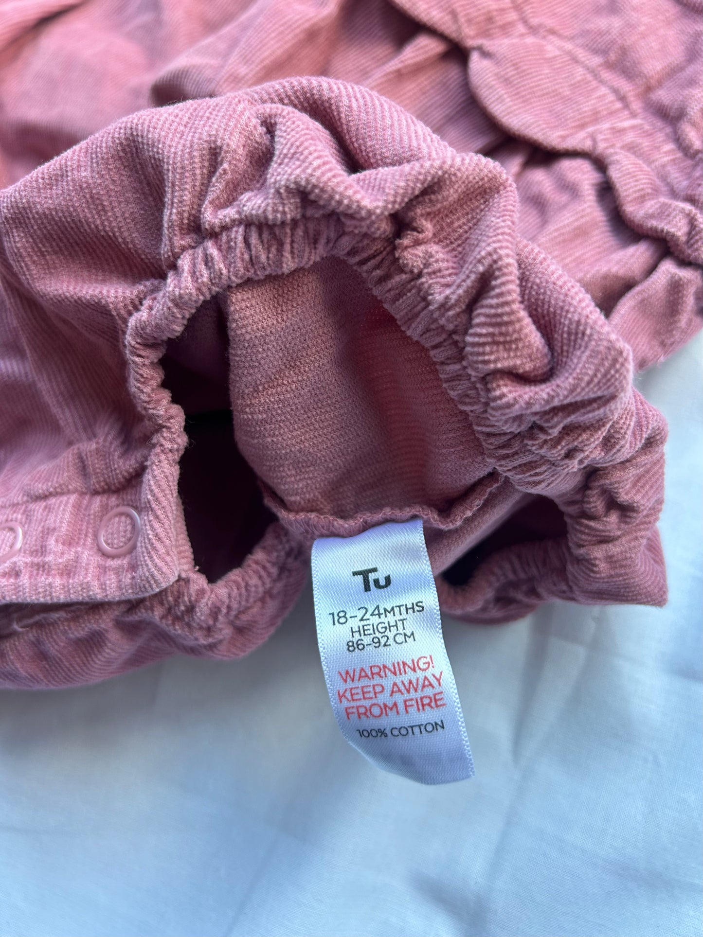 Baby 18-24 Months Pink 'Tu' baby grow