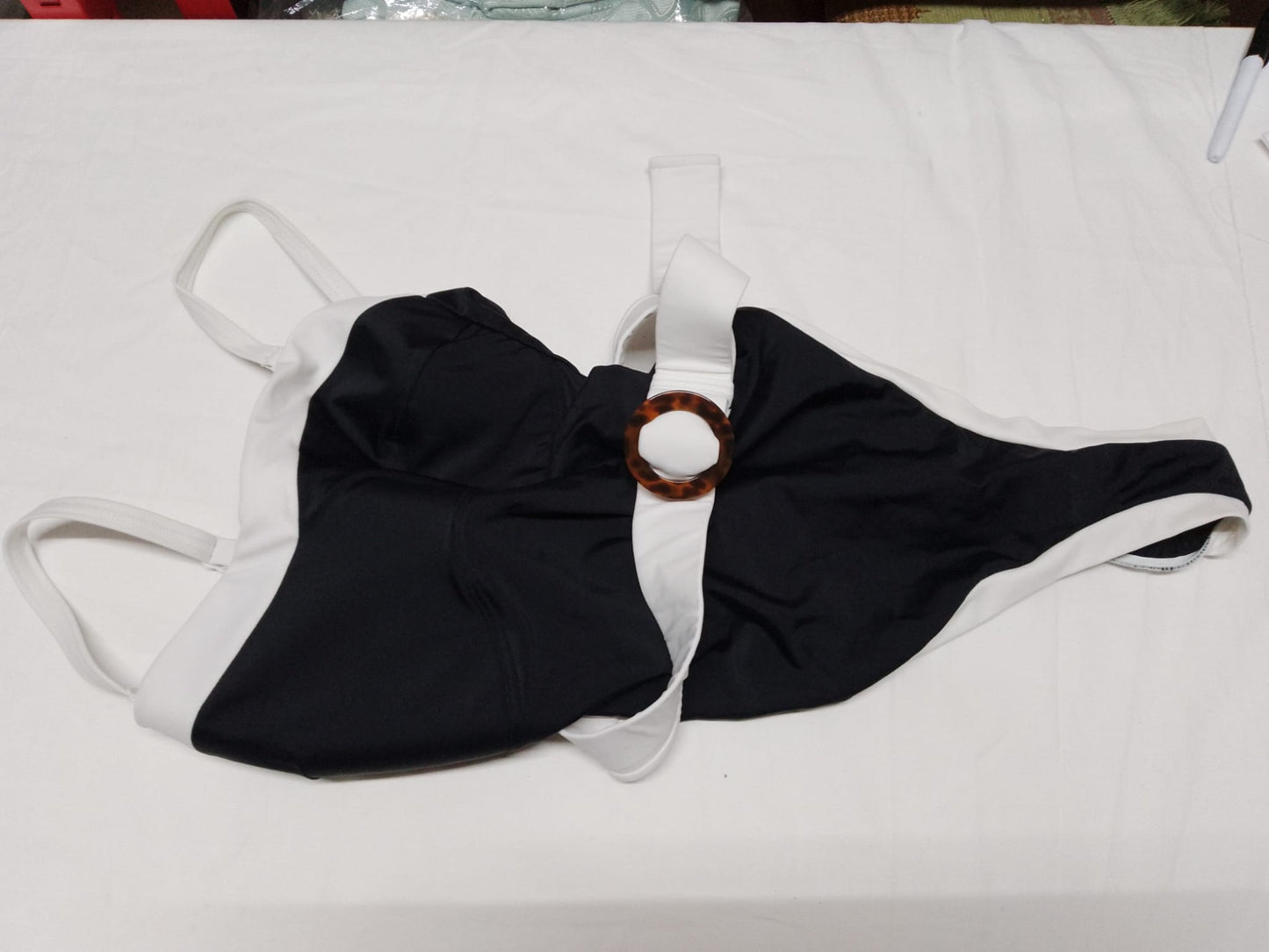 Ladies Black and White 'Pour Moi' Swimming Costume Size 12