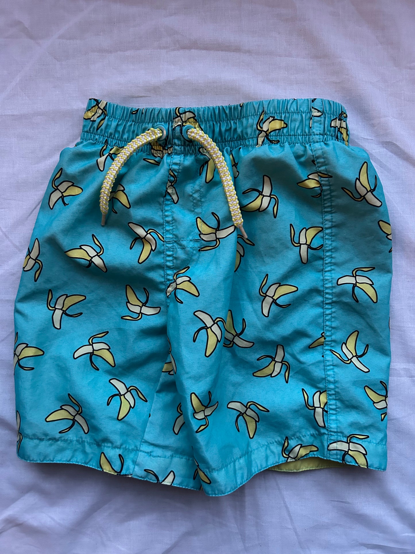 Kids 5-6 Blue with Bananas swim shorts
