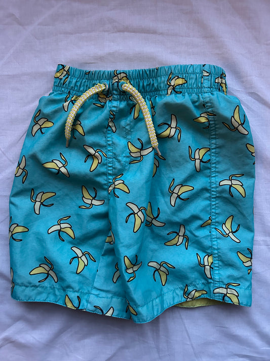 Kids 5-6 Blue with Bananas swim shorts