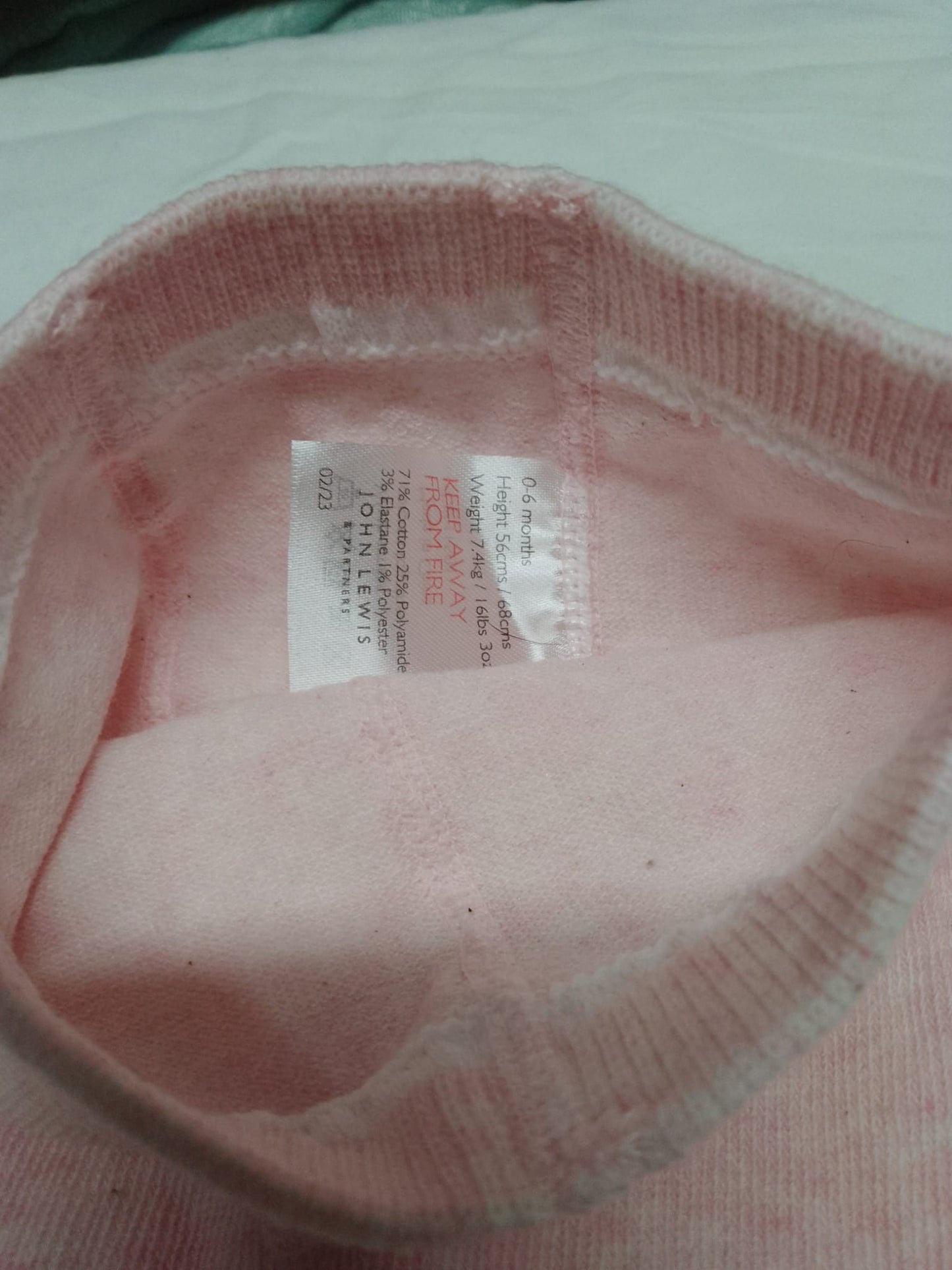 Baby 0-6 months pale pink tights