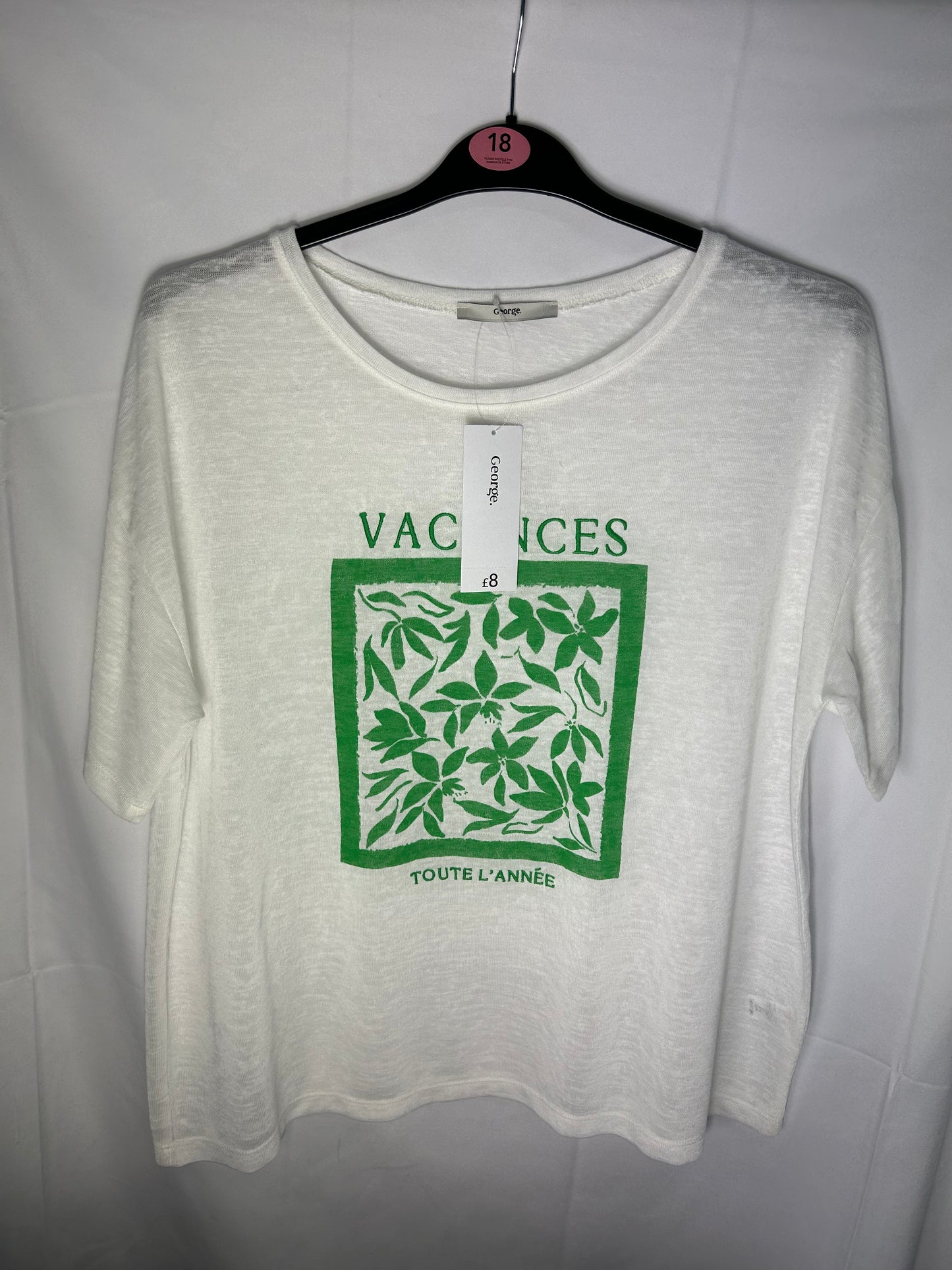 Ladies size 18 - white t-shirt George@Asda