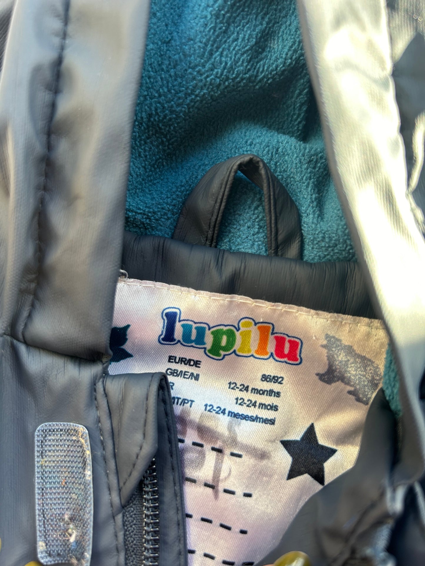 Baby 18-24 Months 'Lupilu' Navy and yellow stripe raincoat coat