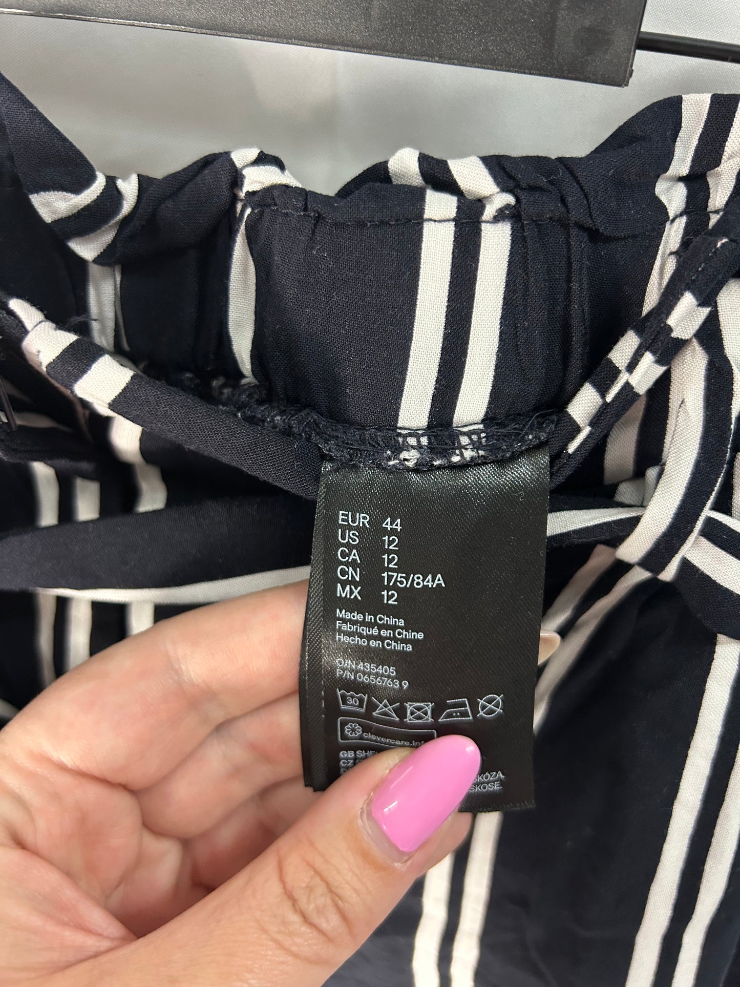 Ladies size 12 - H&M navy stripe shorts