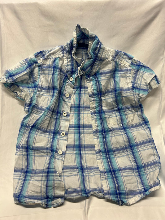 Kids 4-5 White and Blue checked short sleeve shirt
