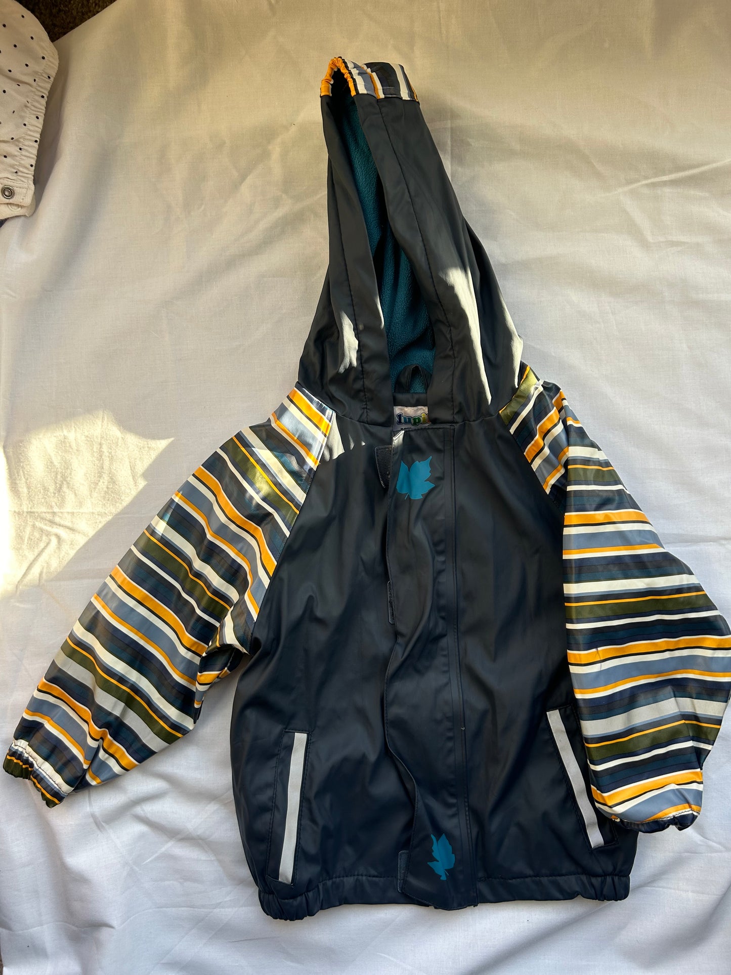 Baby 18-24 Months 'Lupilu' Navy and yellow stripe raincoat coat