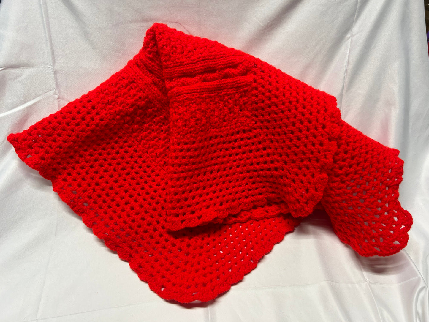 Baby Blanket Hand Knitted - Red