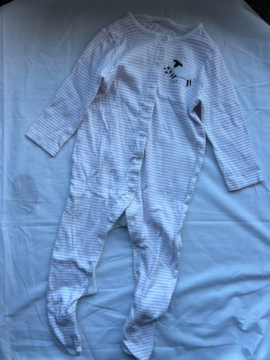 Baby 18-24 Months Sheep Baby Grow White and Pink