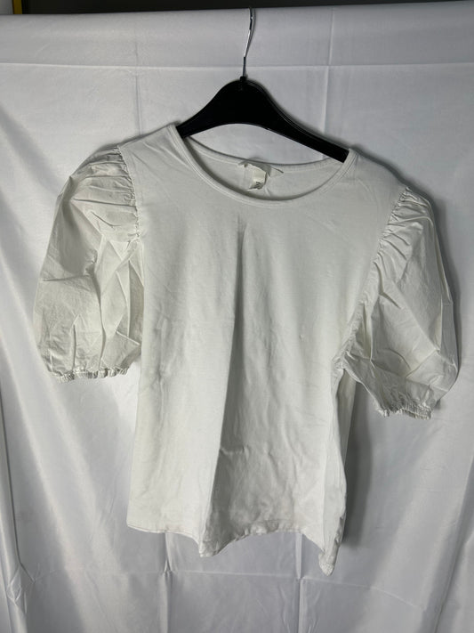 Ladies size large - H&M white t-shirt with puffy sleeves