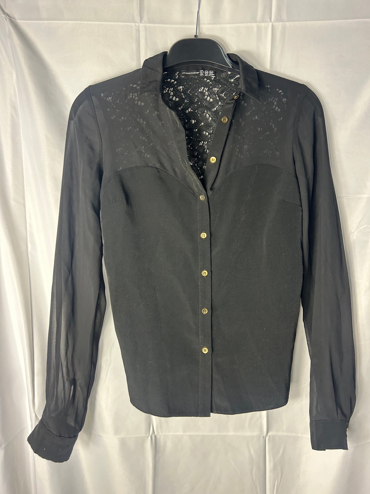 Ladies size 6 - Primark black shirt top with lace