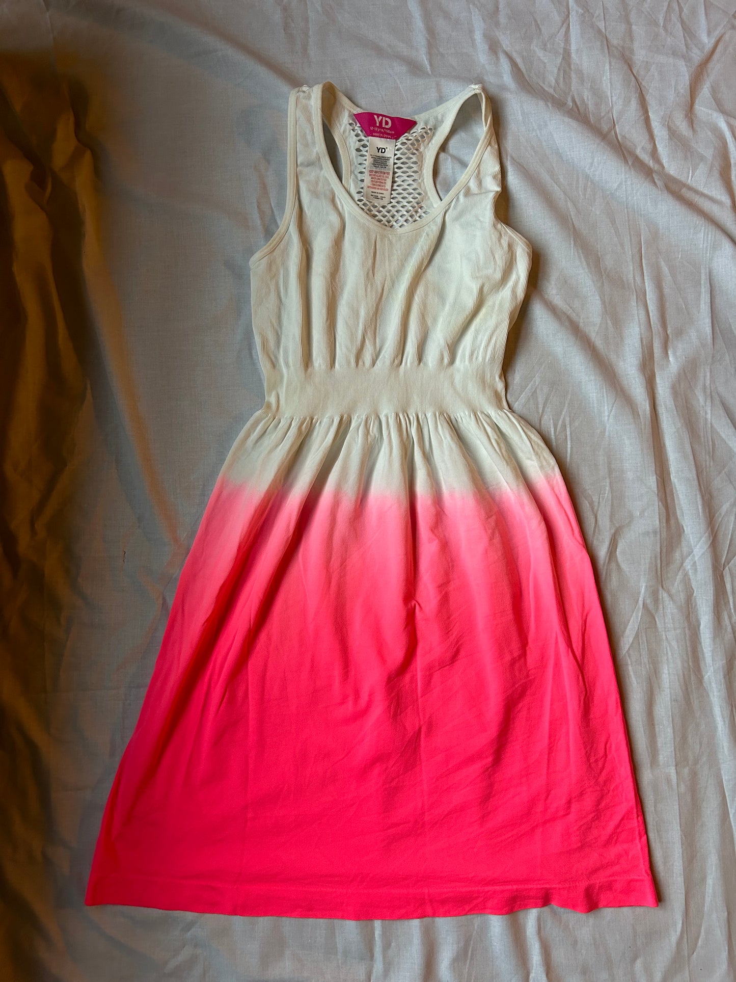 Kids Age 12-13 half White half Pink 'YD' dress