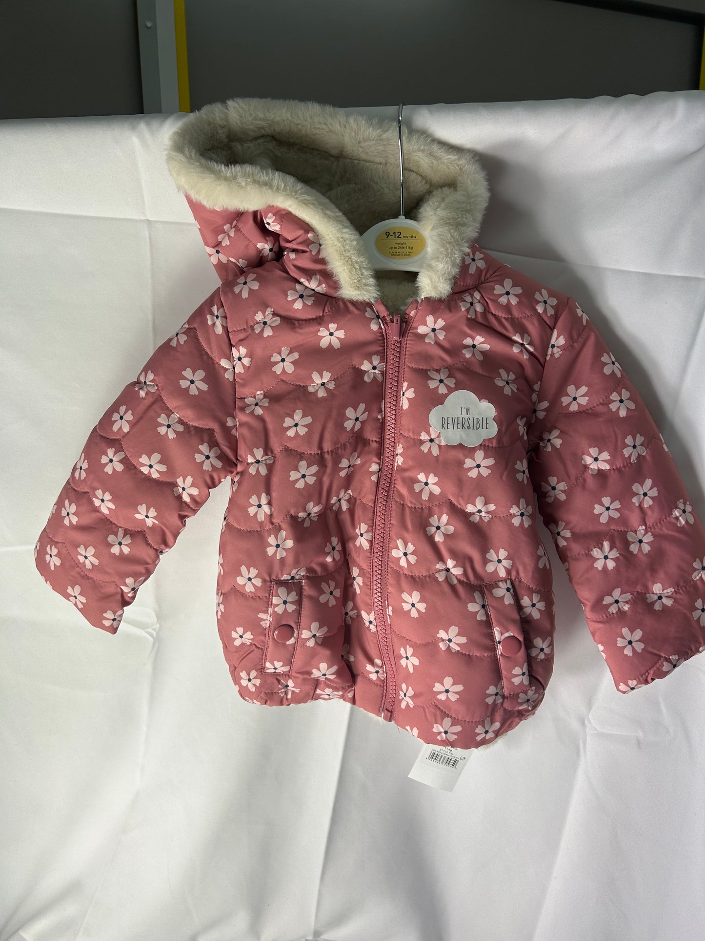 Kids size 9-12 months - pink flowers coat George@Asda