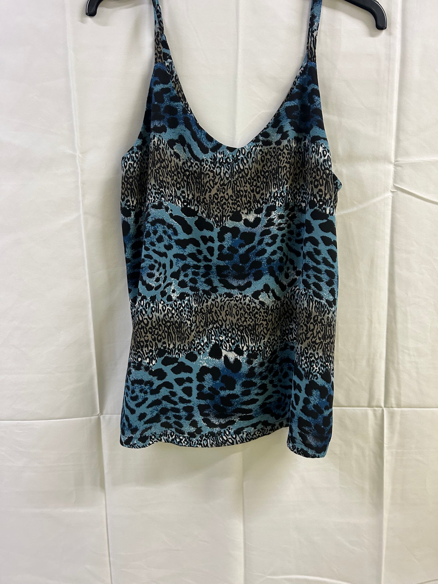 Ladies Size 12 'Handmade w Love' Blue Leopard Vest
