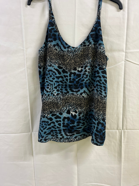 Ladies Size 12 'Handmade w Love' Blue Leopard Vest