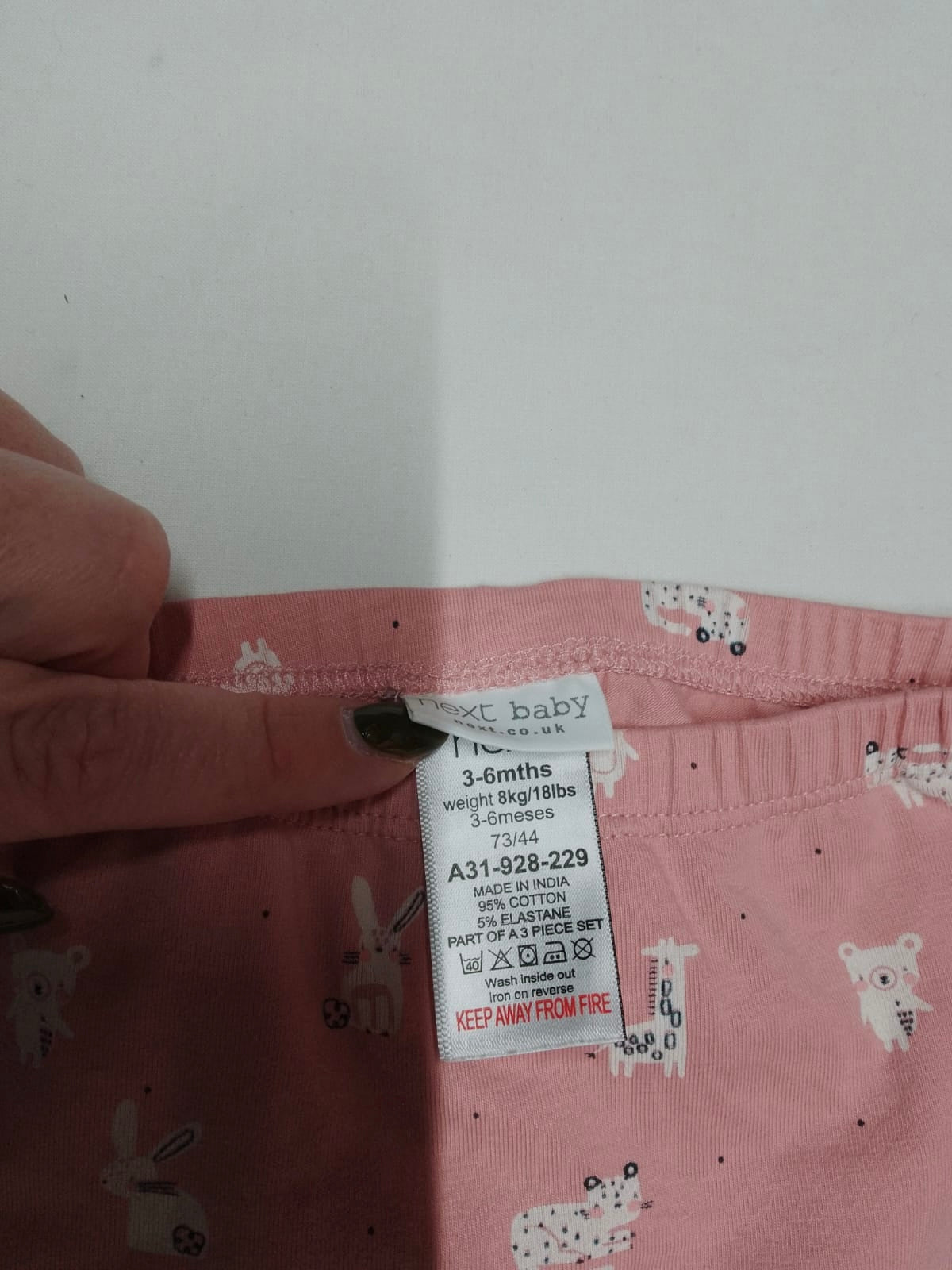 Baby 3-6 months pink with animals leggings / trousers