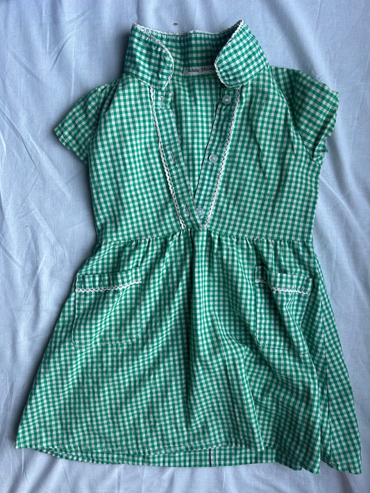 Kids Age 3-4 Green Gingham School Dress