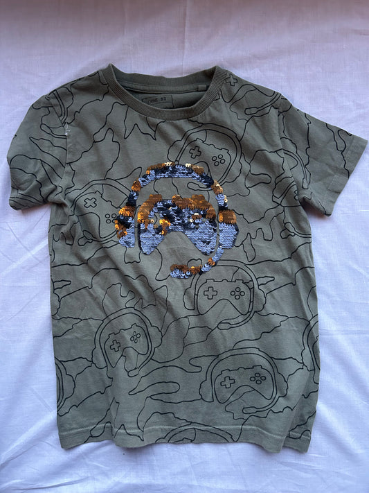 Kids 6 years Green 'Gamer' sequin top