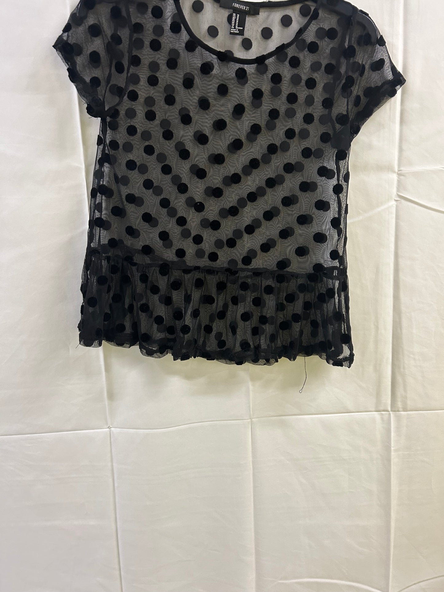 Ladies Size 12 Black polka dot see-thorugh top forever 21
