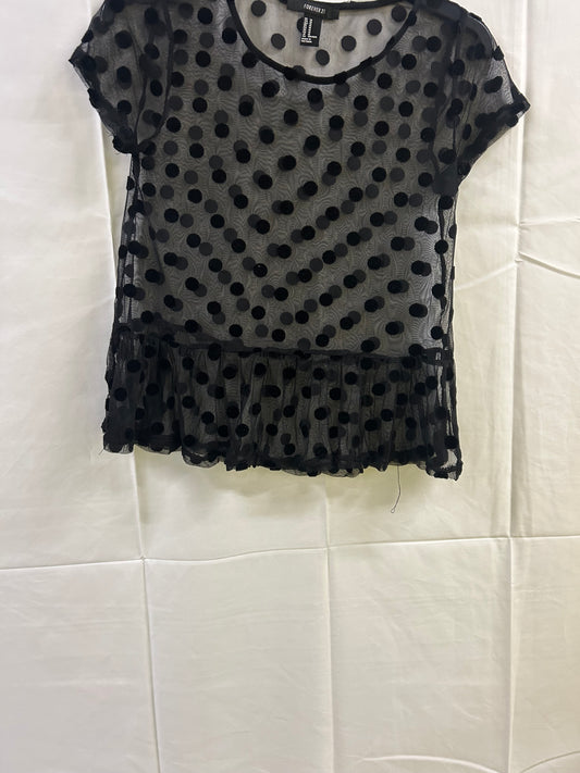 Ladies Size 12 Black polka dot see-thorugh top forever 21