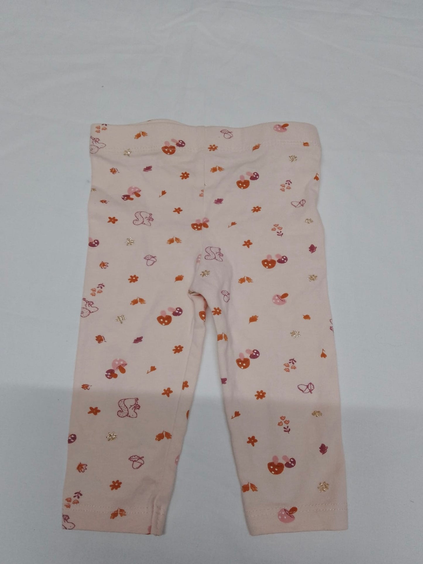 Baby 3 months pale pink squirrel leggings