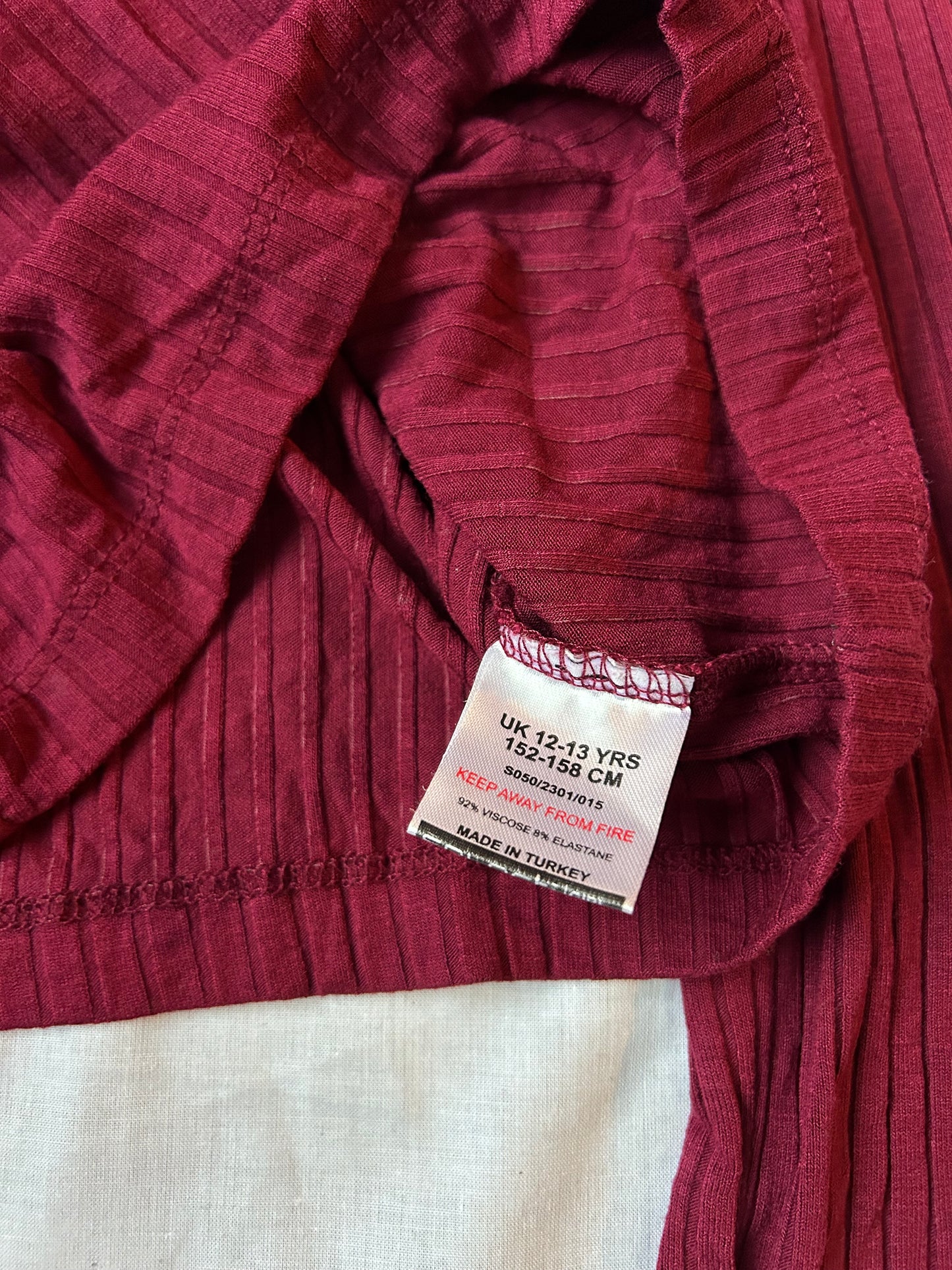 Kids Age 12-13 Dark Red Long Sleeve Top