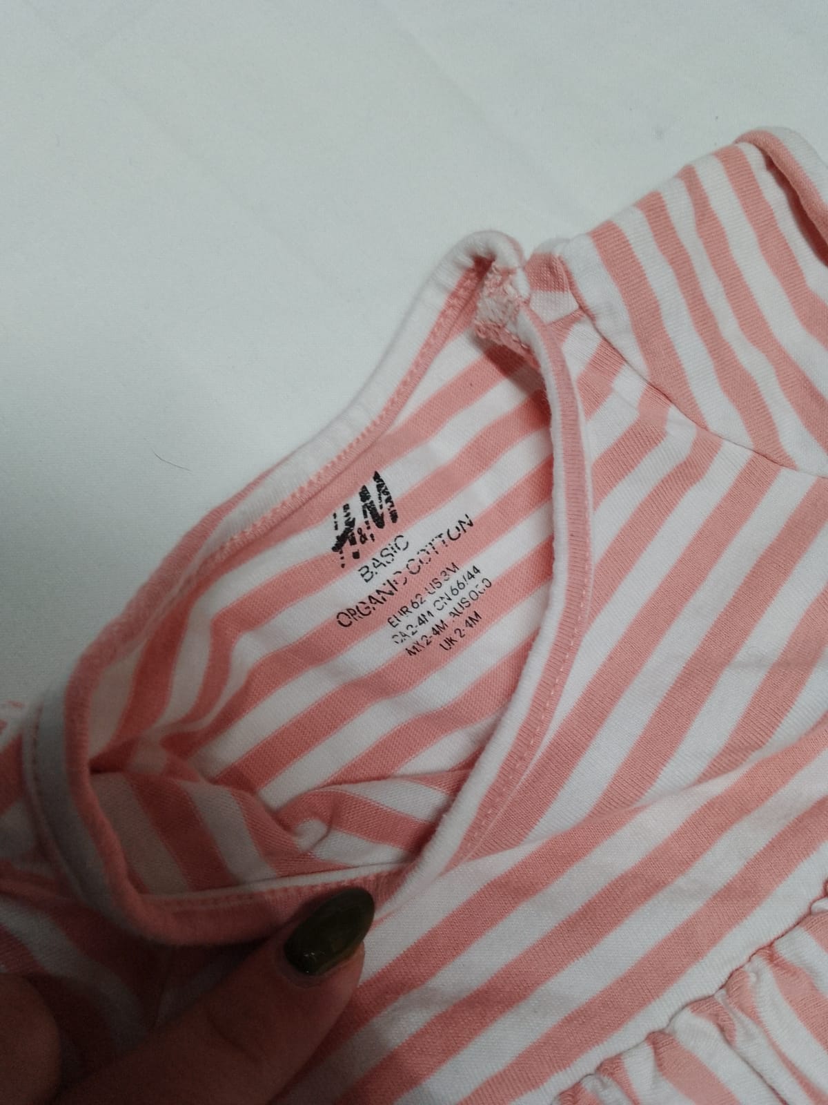 Baby 2-4 months Striped Pink and White Dress H&M