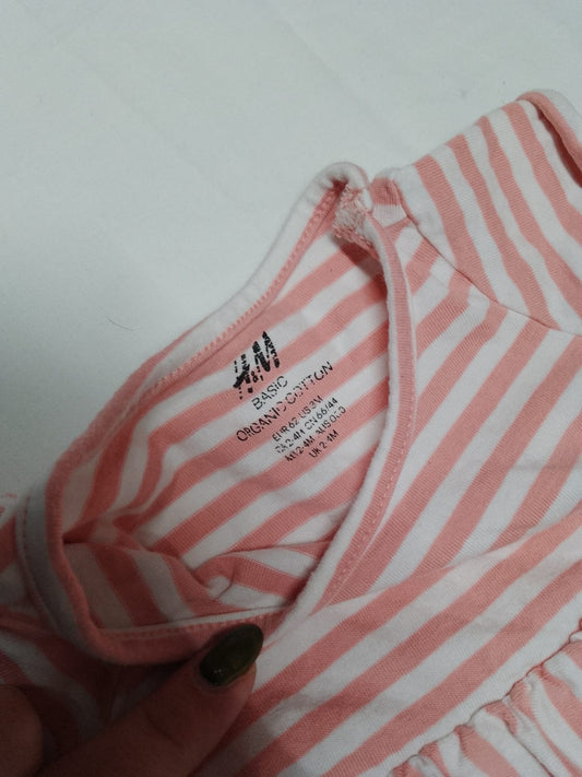 Baby 2-4 months Striped Pink and White Dress H&M