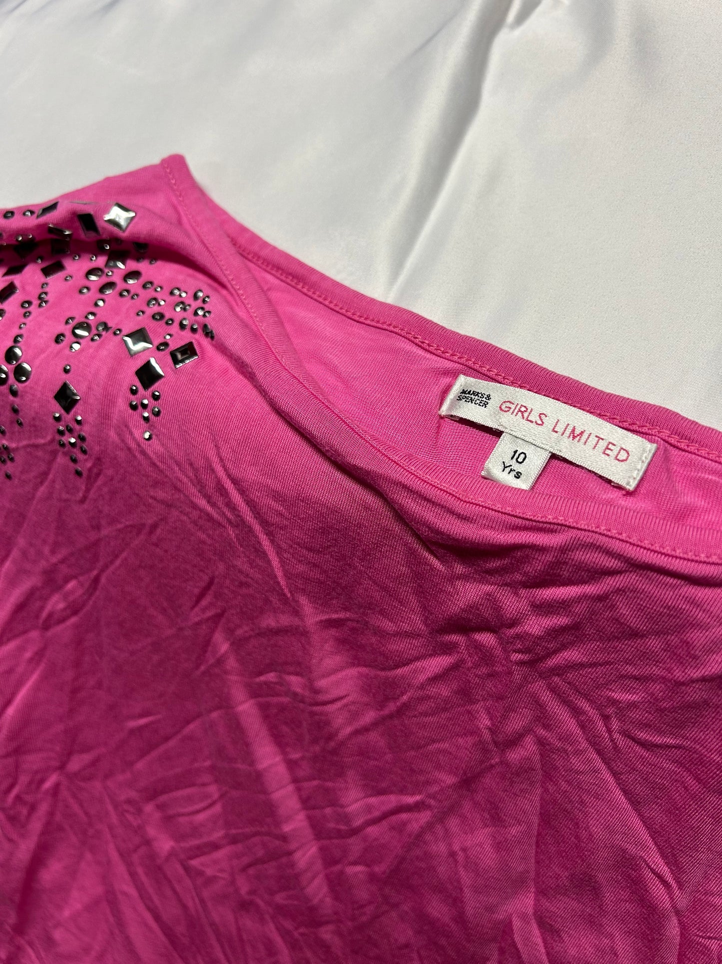 Kids Age 10-11 'Girls Limited' pink bejewelled top