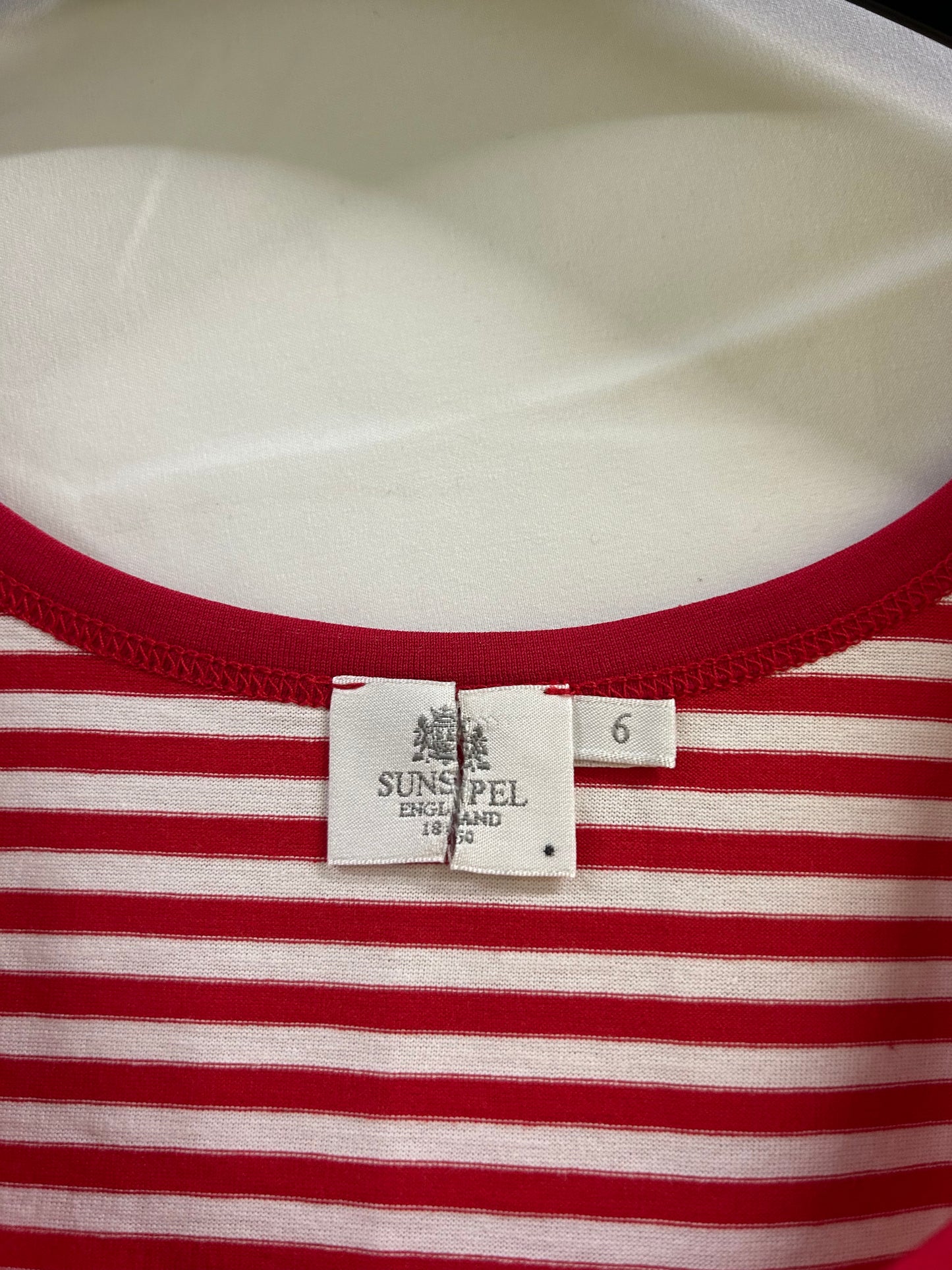 Ladies Size 6 Red and White Sunspel Vest