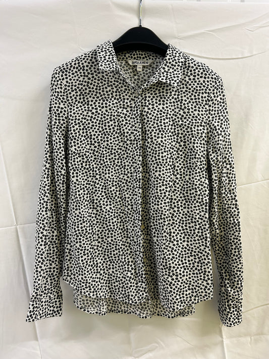 Ladies Size 6 Garcia Black and White Polka Dot Long Sleeve Top