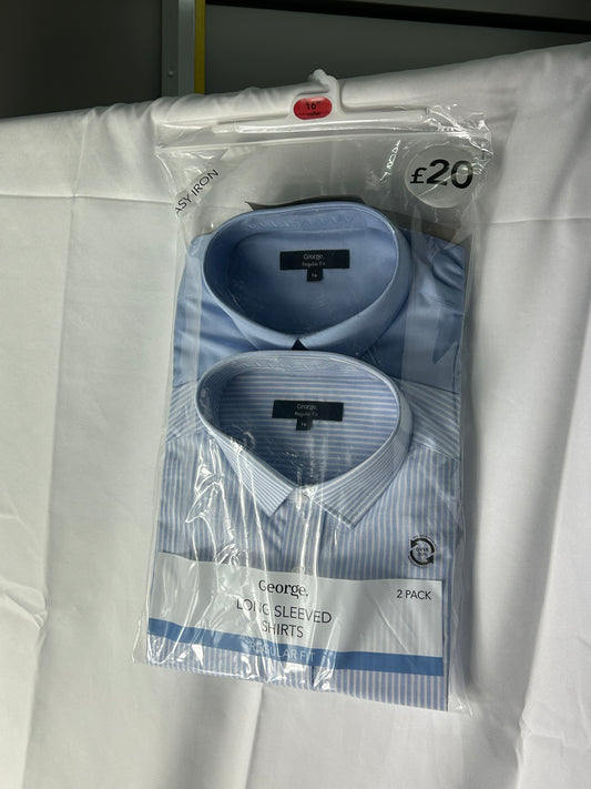 Men’s size 16 inch - long sleeve shirt pack of 2 George@Asda