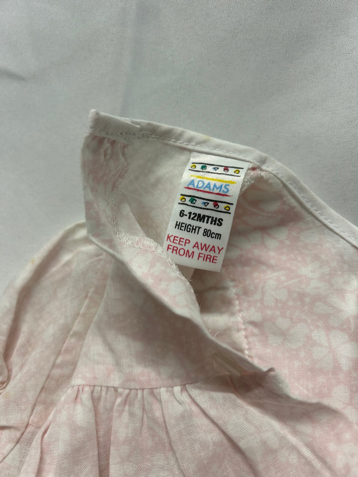 Baby 6-9 months Pink & White 'Adams' Pink Smart Dress