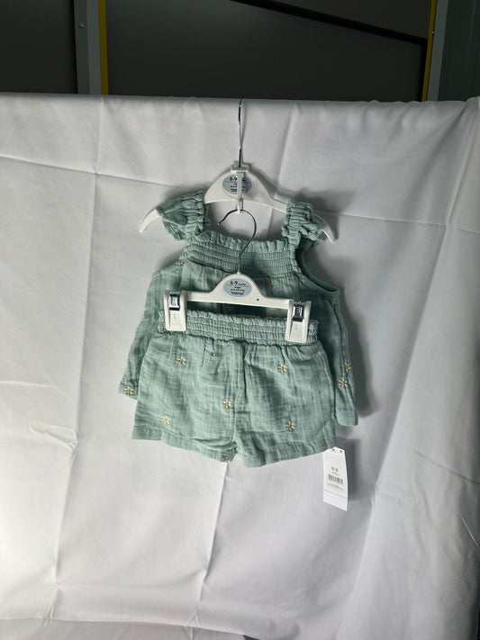 Kids 6-9 months - sage vest and shorts set George@Asda