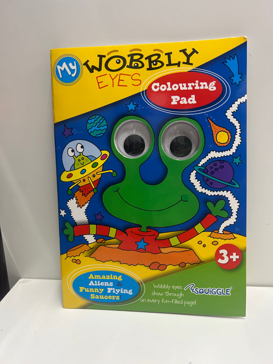 Kids Childrens colouring book - Alien wobbly eyes