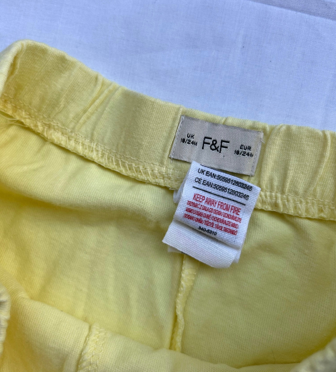 Baby 18-24 Months Pale Yellow Shorts