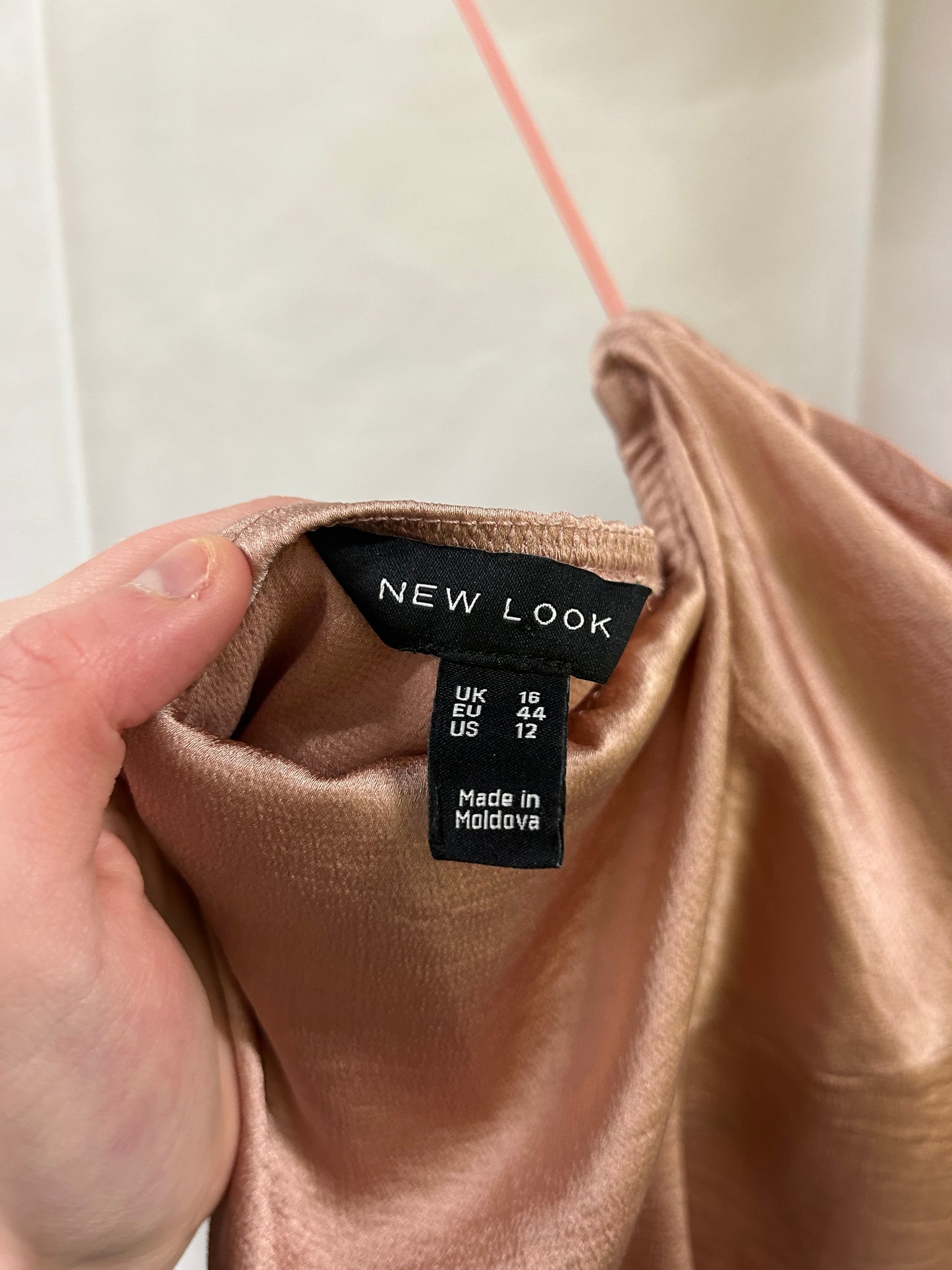 Ladies Size 16 - New Look - Pink Peach Silk Vest Halterneck Top