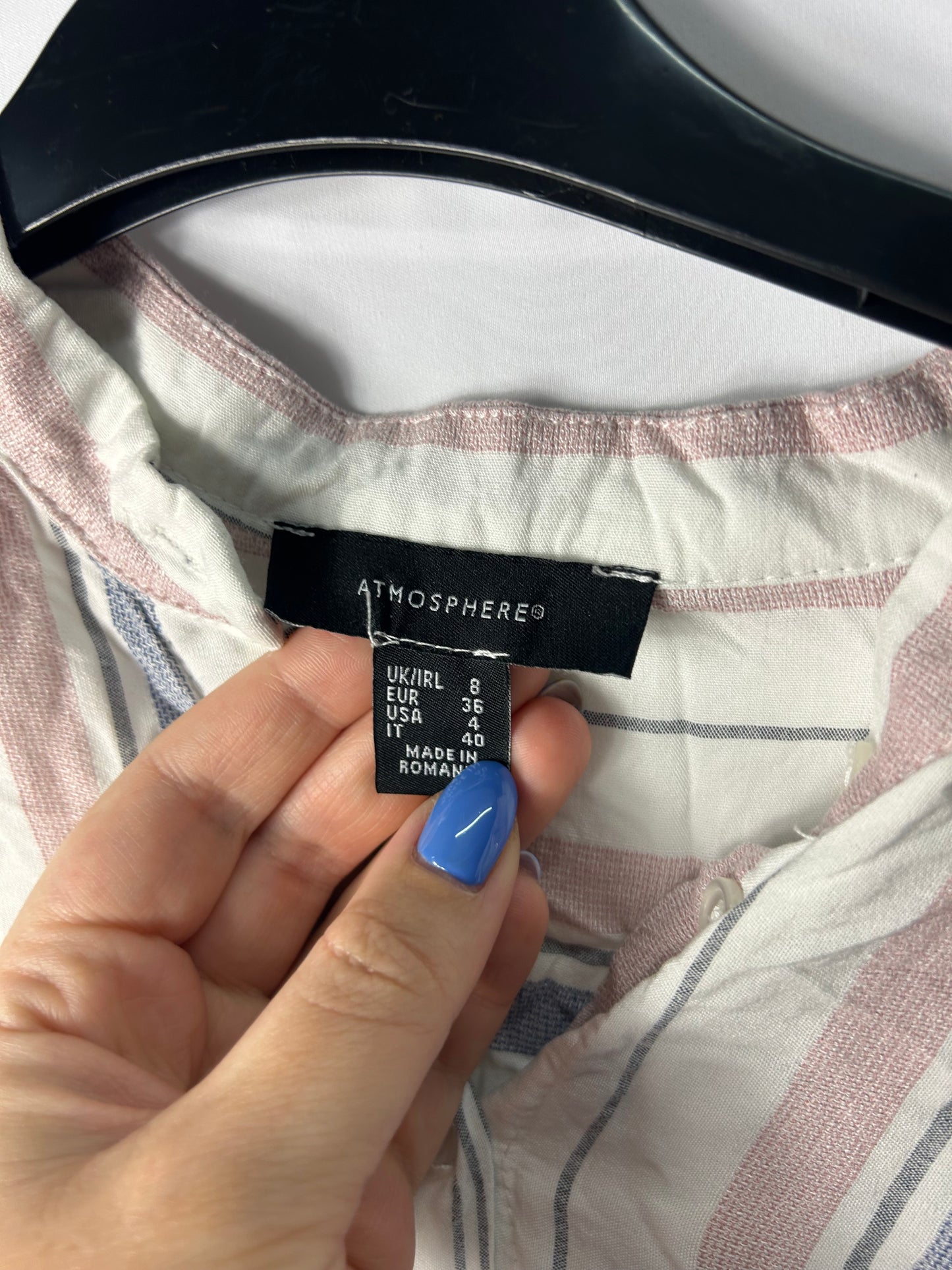 Ladies - size 8 - Atmosphere stripe pink and white shirt